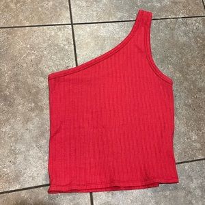 AMERICAN EAGLE red ribbed one shoulder top